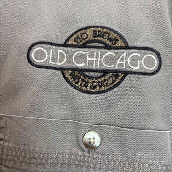 Old Chicago Pizza Restaurant Mens XL Khaki Button-Up Shirt Gear For Sports - Picture 3 of 6